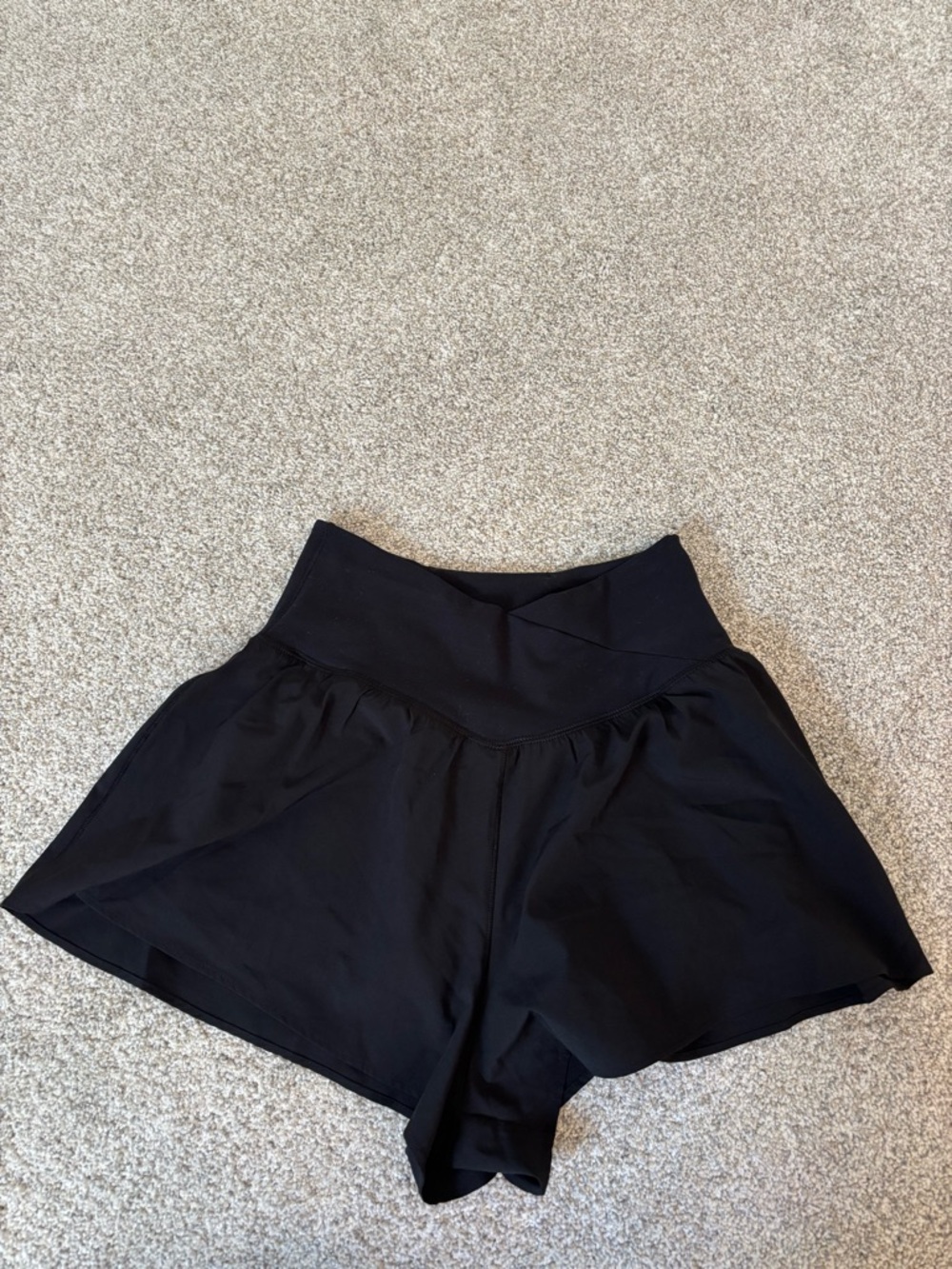 90 Degree By Reflex Black High-Waist Flared Active Shorts